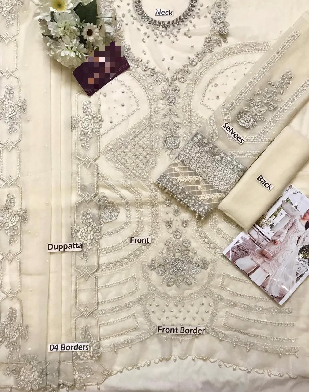 Maria B Unstitched Embroidered Chiffon Suit